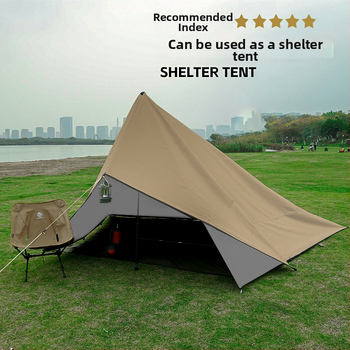 Kempingo skydas su daugybe kabliukų, 210D Oxford audinys, vandeniui atsparus 3000–8000 mm, kvadratinė forma