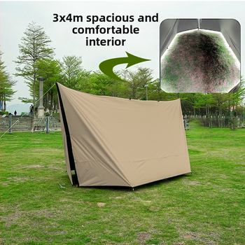 Kempingo skydas su daugybe kabliukų, 210D Oxford audinys, vandeniui atsparus 3000–8000 mm, kvadratinė forma