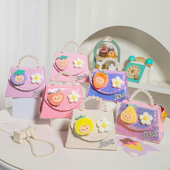 Geantă crossbody pentru copii, portofel perlat pentru monede și imprimeu cu fructe, portabilă