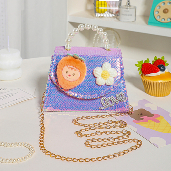 Geantă crossbody pentru copii, portofel perlat pentru monede și imprimeu cu fructe, portabilă