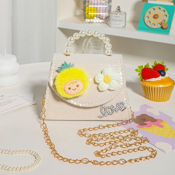 Geantă crossbody pentru copii, portofel perlat pentru monede și imprimeu cu fructe, portabilă