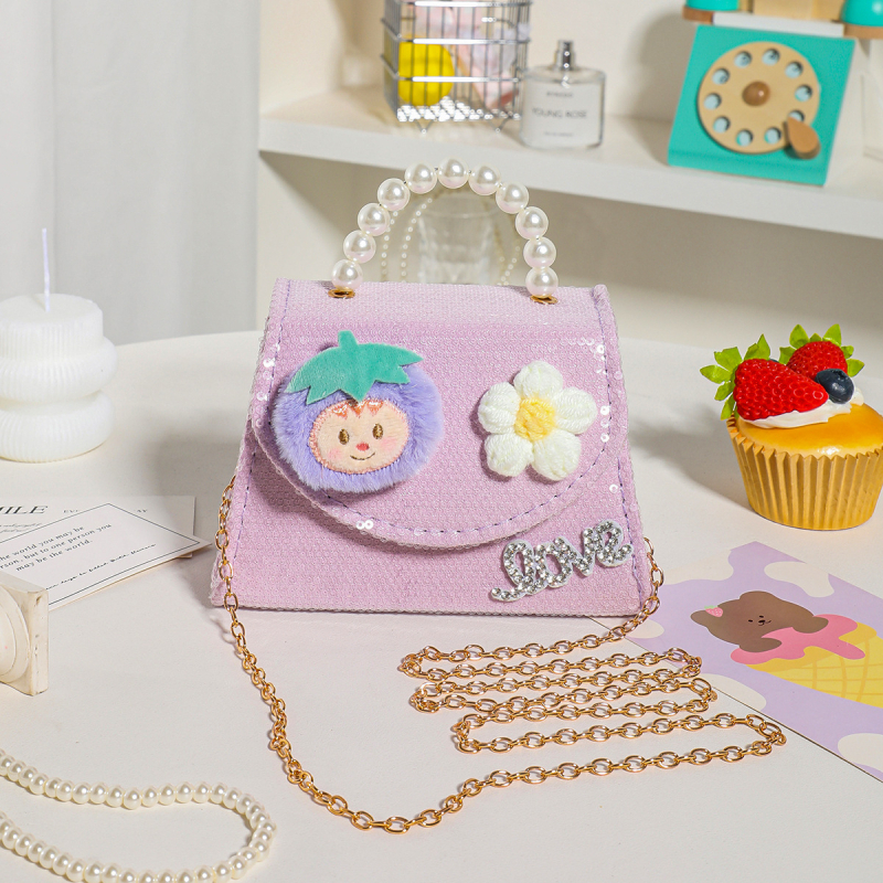 Geantă crossbody pentru copii, portofel perlat pentru monede și imprimeu cu fructe, portabilă
