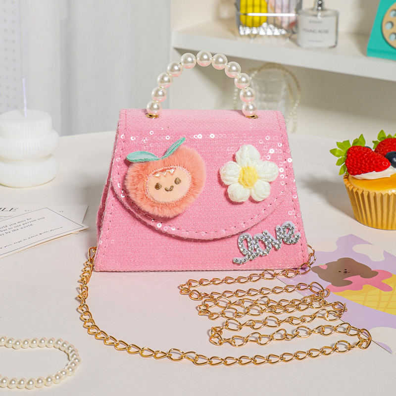 Geantă crossbody pentru copii, portofel perlat pentru monede și imprimeu cu fructe, portabilă