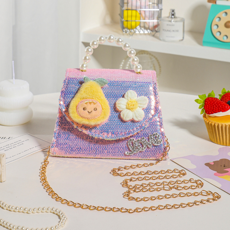 Geantă crossbody pentru copii, portofel perlat pentru monede și imprimeu cu fructe, portabilă