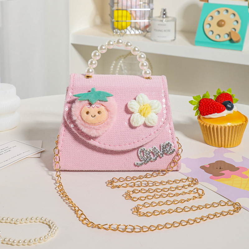 Geantă crossbody pentru copii, portofel perlat pentru monede și imprimeu cu fructe, portabilă