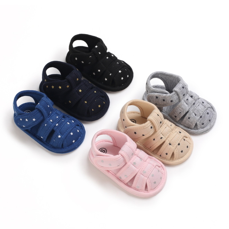 Ljetne sandale za bebe, mekane potplati, prozračni pamučni gornji dio, protuklizna podloga, Velcro zatvarač, za dob 12–36 mjeseci