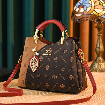 Geantă de damă crossbody cu panouri contrastante, piele PU, formă orizontal pătrată, închidere cu fermoar, căptușeală poliester