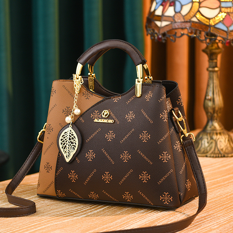 Geantă de damă crossbody cu panouri contrastante, piele PU, formă orizontal pătrată, închidere cu fermoar, căptușeală poliester