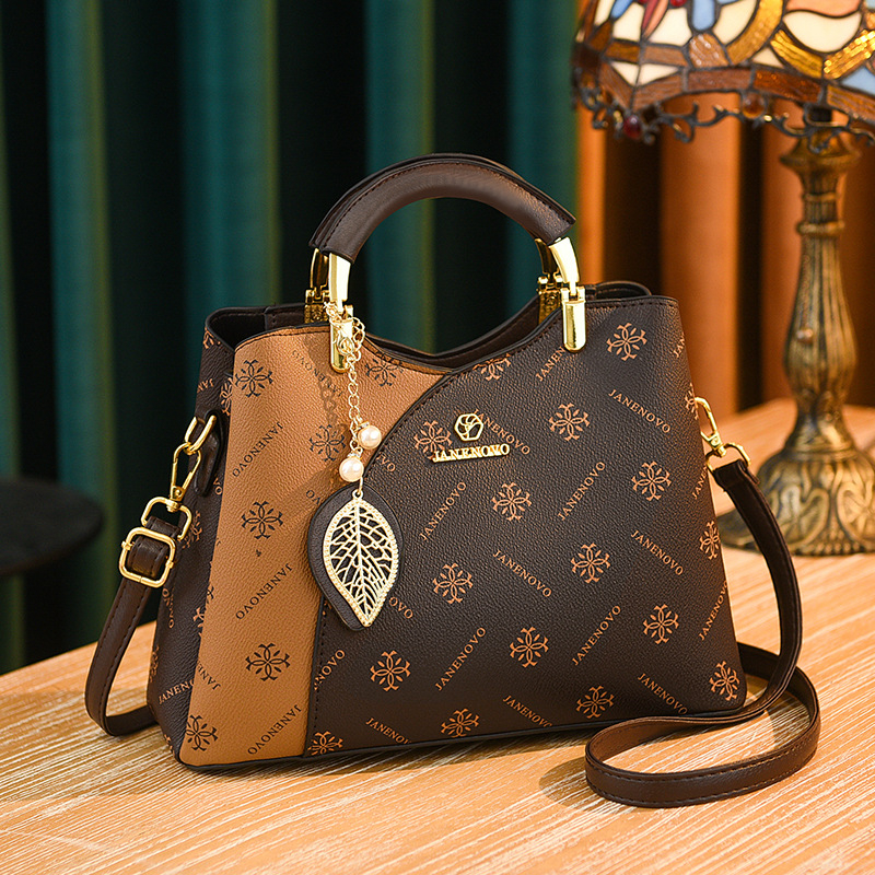 Geantă de damă crossbody cu panouri contrastante, piele PU, formă orizontal pătrată, închidere cu fermoar, căptușeală poliester