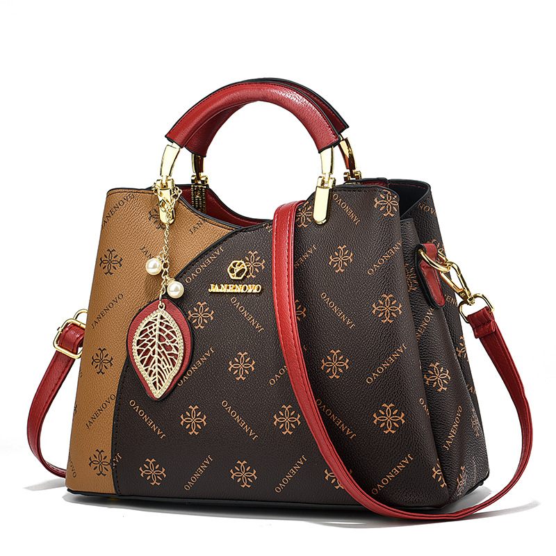 Geantă de damă crossbody cu panouri contrastante, piele PU, formă orizontal pătrată, închidere cu fermoar, căptușeală poliester