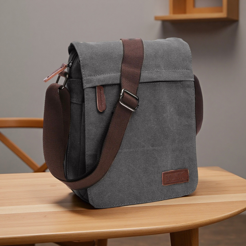 Férfi vászon sling táska üzleti utazásokhoz, légáteresztő, kopásálló, poliészter bélés