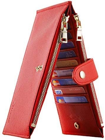 Vertikálna kožená peňaženka so zipsom, veľká kapacita a priehradky na viaceré karty, pre unisex použitie