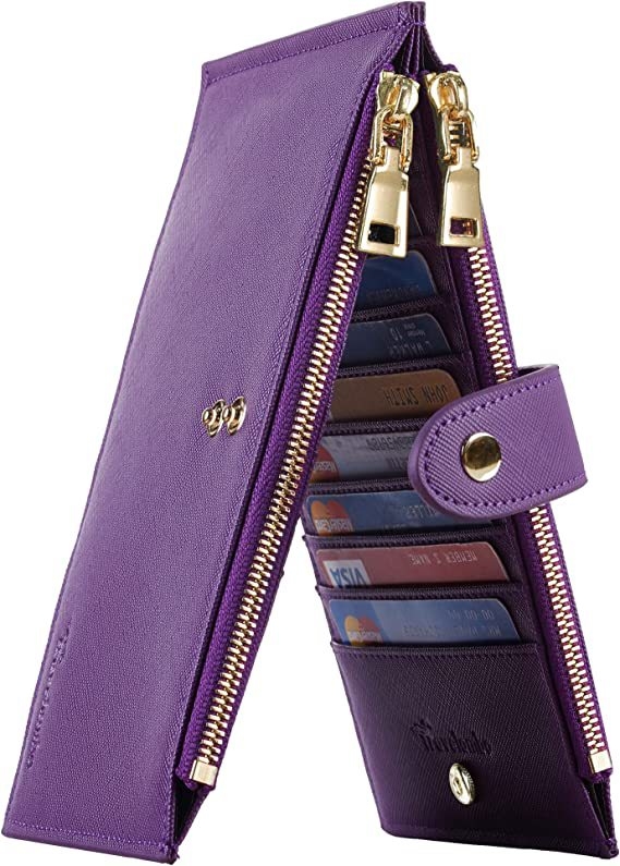 Vertikálna kožená peňaženka so zipsom, veľká kapacita a priehradky na viaceré karty, pre unisex použitie