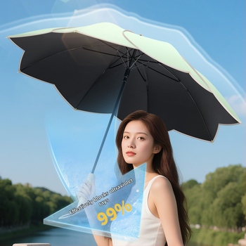 Petálový dážďnik s UV ochranou UPF 50+, 8 žebier, Vinyl 210T látka, konštrukcia z zliatiny, rukoväť z masívneho dreva, možnosť potlače loga