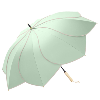 Чадър с форма на листенце, UPF 50+ UV защита, 8 ребра, Vinyl 210T плат, дълга дръжка, прът от сплав, ръкохватка от твърдо дърво, възможност за печат на лого