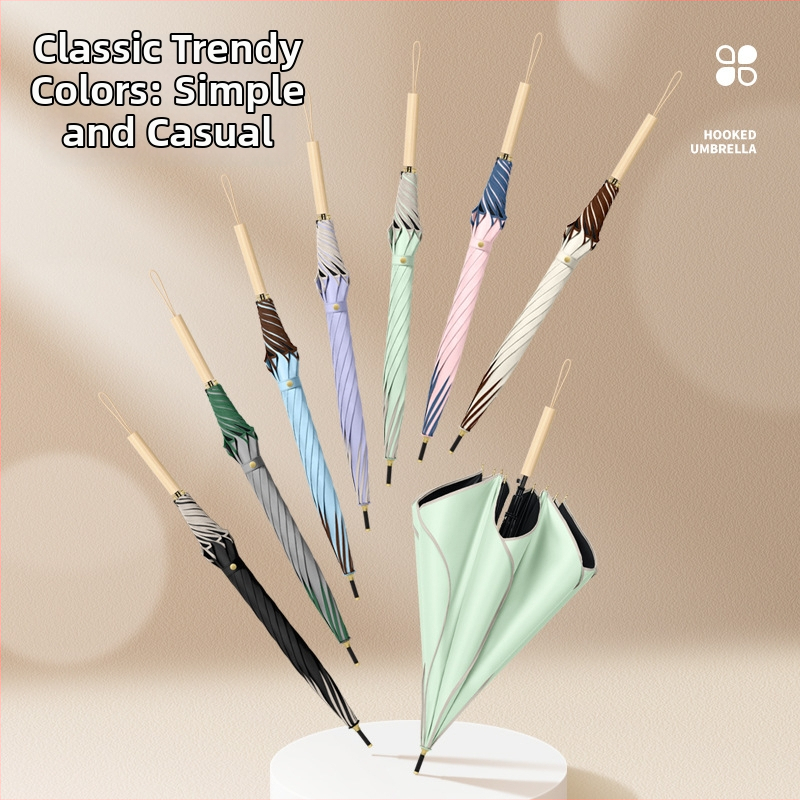 Petálový dážďnik s UV ochranou UPF 50+, 8 žebier, Vinyl 210T látka, konštrukcia z zliatiny, rukoväť z masívneho dreva, možnosť potlače loga