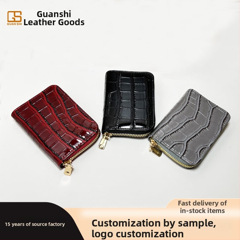 PU púzdro na karty s vzorom krokodila, unisex, 1 skladanie, proti demagnetizácii