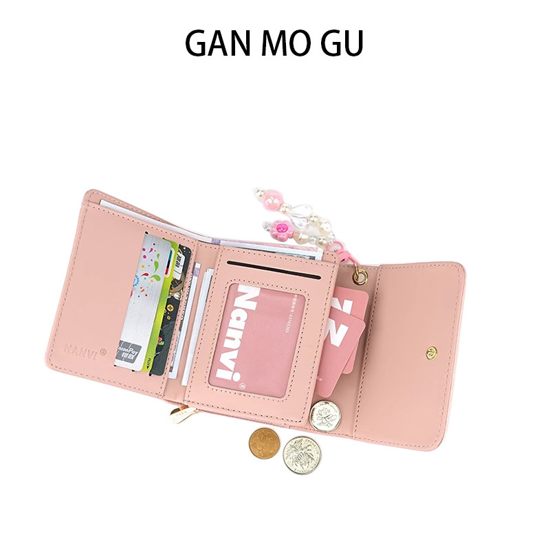 Peňaženka s tromi skladmi s gradientným vzorom, jemný povrch, PU podšívka — elegantná dámska peňaženka, jar 2025