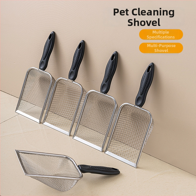 Mačacia lopatka na stelku s jemnými otvormi, nerezová oceľ a PP