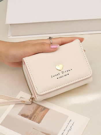 PU mini držiteľ kariet a kľúčenka, tvar srdca, mestský jednoduchý štýl, polyesterové podšívka, jar 2025