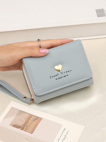 PU mini držiteľ kariet a kľúčenka, tvar srdca, mestský jednoduchý štýl, polyesterové podšívka, jar 2025