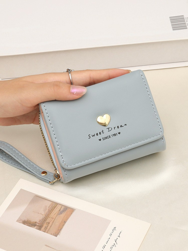 PU mini držiteľ kariet a kľúčenka, tvar srdca, mestský jednoduchý štýl, polyesterové podšívka, jar 2025