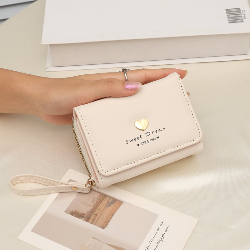 PU mini držiteľ kariet a kľúčenka, tvar srdca, mestský jednoduchý štýl, polyesterové podšívka, jar 2025