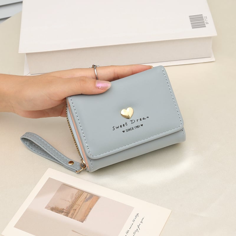 PU mini držiteľ kariet a kľúčenka, tvar srdca, mestský jednoduchý štýl, polyesterové podšívka, jar 2025