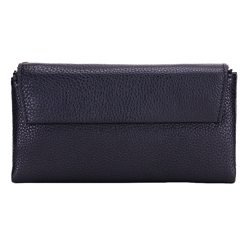 Dámska peňaženka z pravej kože s veľkou kapacitou, viacerými priečinkami na karty a vreckom na telefón (Materiál: Prírodná koža; Typ kože: prvá vrstva hovädzej kože; Vzor: jednofarebný; Sezóna: jar 2023; Funkcia: Ukladanie kariet a peňazí)
