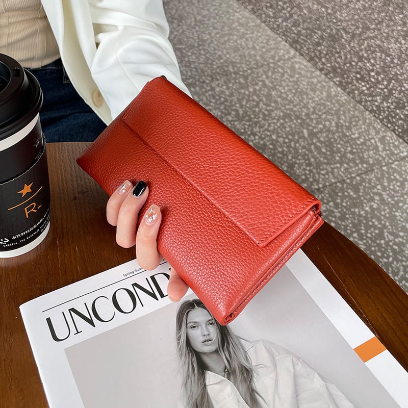 Dámska peňaženka z pravej kože s veľkou kapacitou, viacerými priečinkami na karty a vreckom na telefón (Materiál: Prírodná koža; Typ kože: prvá vrstva hovädzej kože; Vzor: jednofarebný; Sezóna: jar 2023; Funkcia: Ukladanie kariet a peňazí)