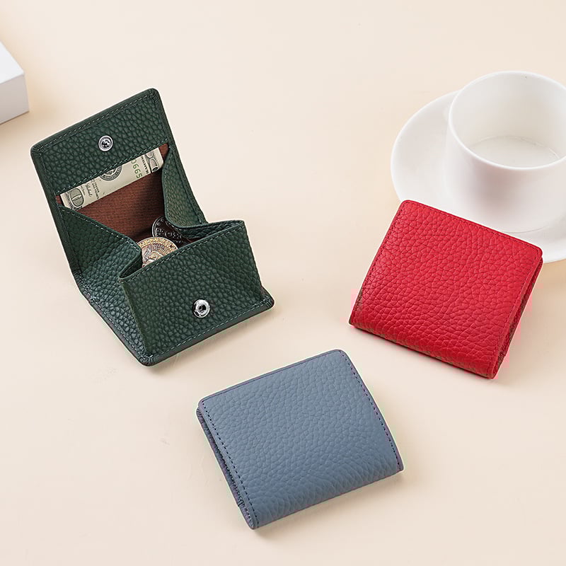 Mini mincová peňaženka z prvej vrstvy hovädzej kože, Liči vzor, unisex, vnútorná výstelka: super vlákno, leto 2025