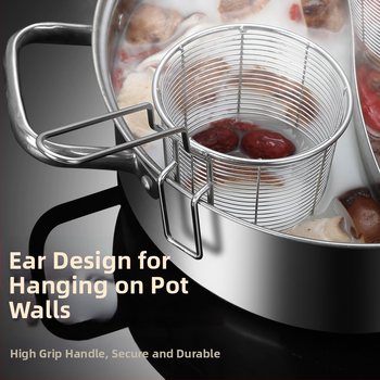 Koš na fritovanie z nehrdzavejúcej ocele 304 s filtrom na rezance, pochúťky a hranolky – rukoväť proti popáleninám, jednoduchý háčik, prispôsobiteľné Zhenggang Hardware