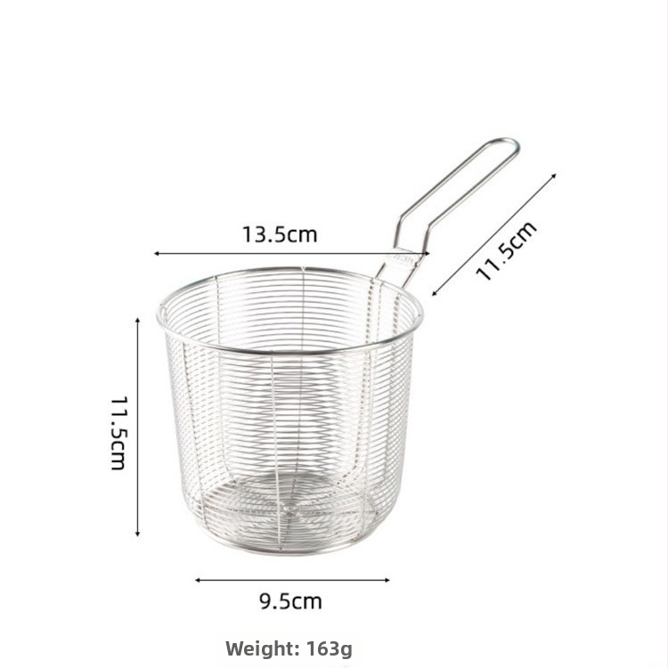 Koš na fritovanie z nehrdzavejúcej ocele 304 s filtrom na rezance, pochúťky a hranolky – rukoväť proti popáleninám, jednoduchý háčik, prispôsobiteľné Zhenggang Hardware