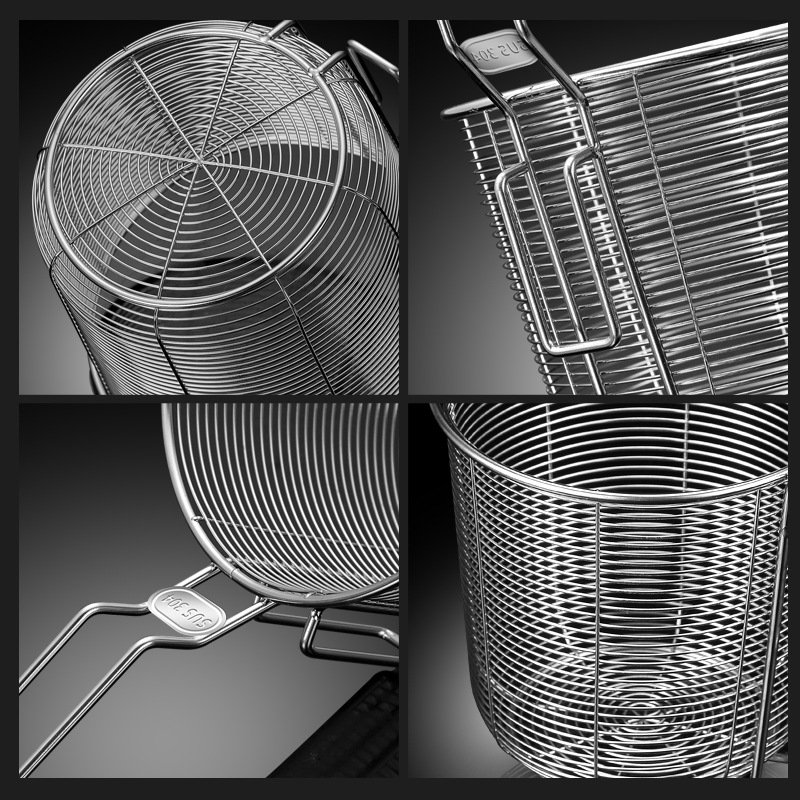 Koš na fritovanie z nehrdzavejúcej ocele 304 s filtrom na rezance, pochúťky a hranolky – rukoväť proti popáleninám, jednoduchý háčik, prispôsobiteľné Zhenggang Hardware