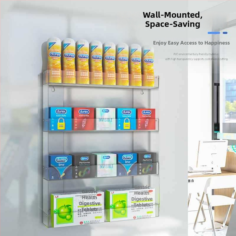 Sienas piestiprināms cigarešu displeja statīvs, daudzslāņu uzglabāšana, no plastmasas