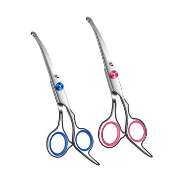 Foarfece de tuns pentru câini - Oțel inoxidabil, foarfece de îngrijire a animalelor de companie cu cap rotund de siguranță și lamă superioară curbată (Profesional)