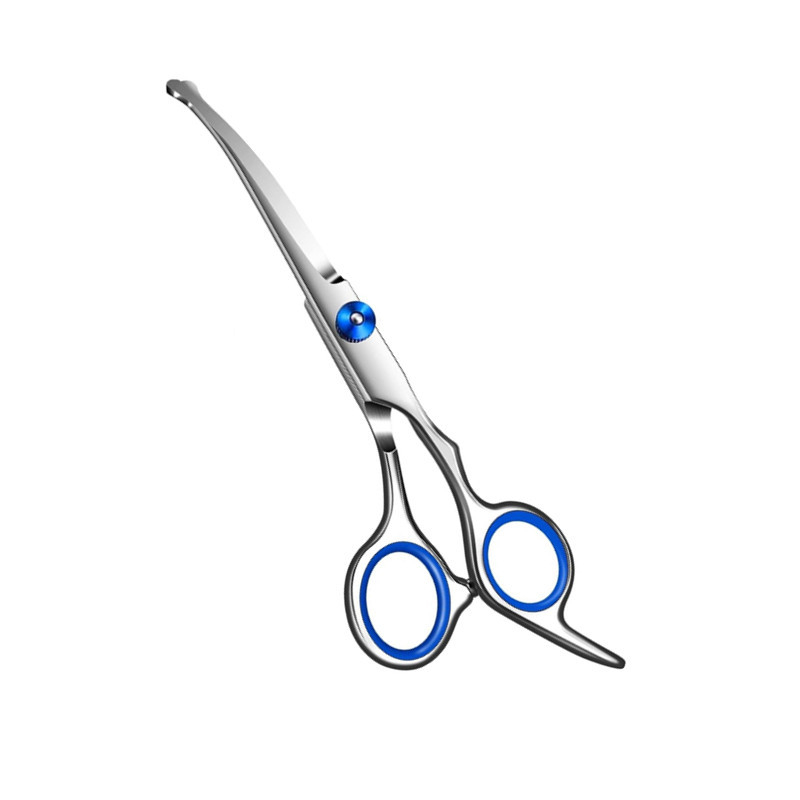 Foarfece de tuns pentru câini - Oțel inoxidabil, foarfece de îngrijire a animalelor de companie cu cap rotund de siguranță și lamă superioară curbată (Profesional)