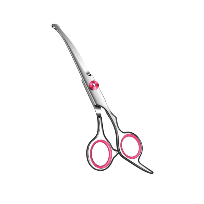 Foarfece de tuns pentru câini - Oțel inoxidabil, foarfece de îngrijire a animalelor de companie cu cap rotund de siguranță și lamă superioară curbată (Profesional)