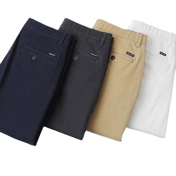 Muške bijele pamučne ljetne hlače, casual stil, ravnog kroja, srednje visine struka, lagane