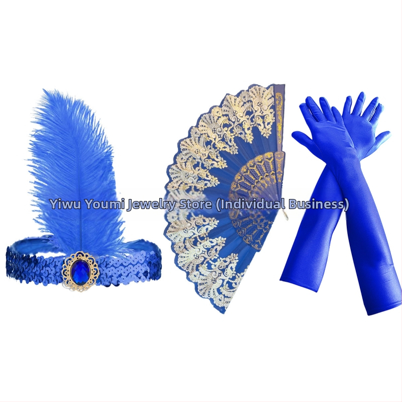 Spalvu galvas lente ar dimantu akcentiem - 1920. gadu stilā iedvesota, preces kods SHI231440, noliktavā, 2025. gada vasara