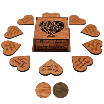 Fából készült szív alakú puzzle gravírozott dobozban - modern minimalist stílusú ajándék Valentin-napra, Apák napjára és Anyák napjára