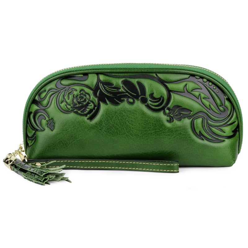 Чанта от маслено восъчена естествена кожа – първи слой кравешка кожа, цип за затваряне, хоризонтална квадратна форма, геометричен модел