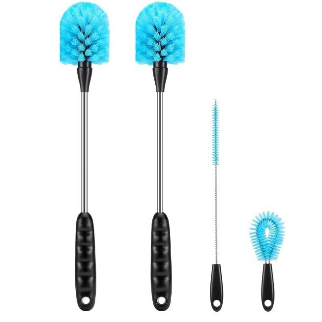 Puodelio šepetėlių rinkinys, 3 dalys, įskaitant dangtelio ir šiaudelio šepetėlius, plastikinis, valymas visuose kampuose