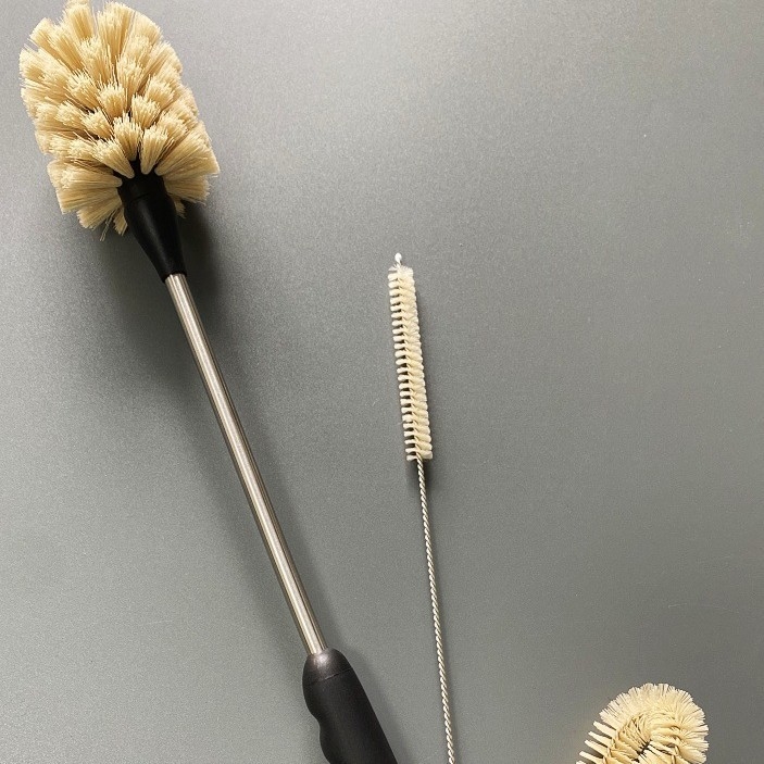 Puodelio šepetėlių rinkinys, 3 dalys, įskaitant dangtelio ir šiaudelio šepetėlius, plastikinis, valymas visuose kampuose