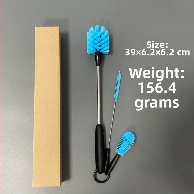 Puodelio šepetėlių rinkinys, 3 dalys, įskaitant dangtelio ir šiaudelio šepetėlius, plastikinis, valymas visuose kampuose