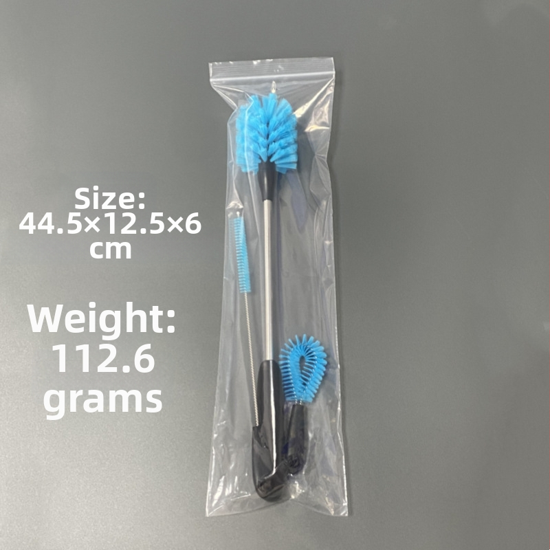 Puodelio šepetėlių rinkinys, 3 dalys, įskaitant dangtelio ir šiaudelio šepetėlius, plastikinis, valymas visuose kampuose