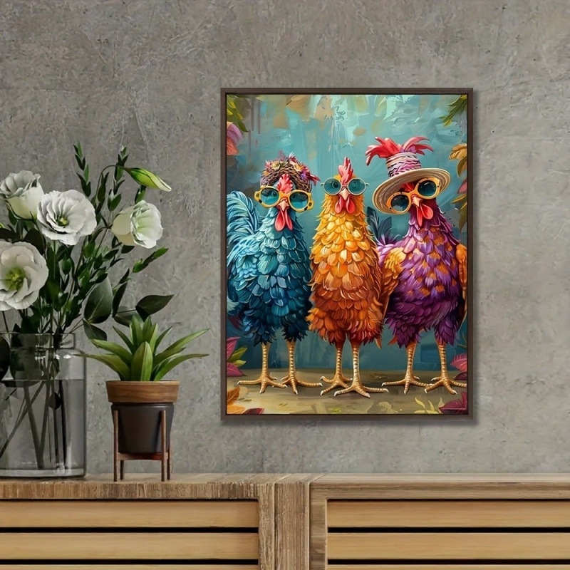 Olajfestmény dekoratív kép fa keretben, bekeretezett; minta: állatok, absztrakt, rajzfilm; inkjet nyomtatás