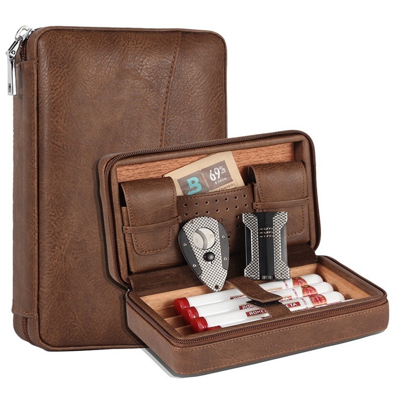 Кожен кейс за пури с преносим комплект за овлажняване, възможност за печат на лого, лицензирани частни марки