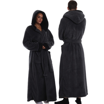 Kapucňový župan do kúpeľne s flísovou podšívkou, 100% polyester, hmotnosť 280, unisex, súčasný štýl.