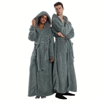 Kapucňový župan do kúpeľne s flísovou podšívkou, 100% polyester, hmotnosť 280, unisex, súčasný štýl.